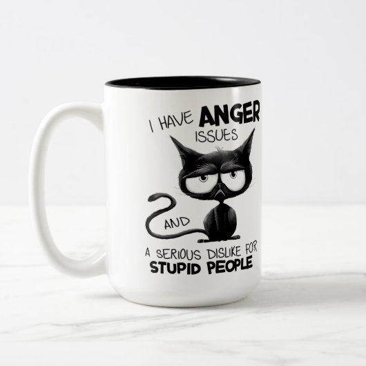 I Have Anger Issues Funny Cat Lover Gift Zweifarbige Tasse (Links)