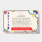 I Have Autism ID Personalized Autistic Name Badge Ausweis (Vorderseite)