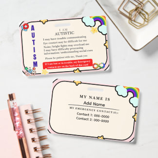 I Have Autism ID Personalized Autistic Name Badge Ausweis
