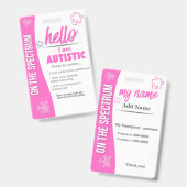 I Have Autism ID Personalized Autistic Name Badge Ausweis (Vorder- & Rückseite)
