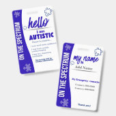 I Have Autism ID Personalized Autistic Name Badge Ausweis (Vorder- & Rückseite)
