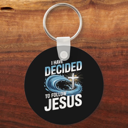 I Have Decided To Follow Jesus Cross Water Wave Ba Schlüsselanhänger (Vorderseite)
