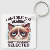 I Have Selective Hearing Funny Cat Lover Gift Schlüsselanhänger (Rückseite)