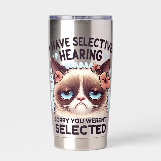 I Have Selective Hearing Funny Cat Lover Gift  Thermobecher (Rückseite)
