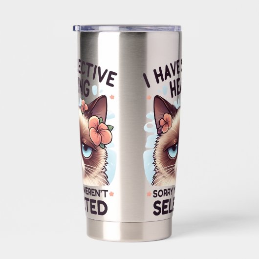 I Have Selective Hearing Funny Cat Lover Gift  Thermobecher (Rechts)