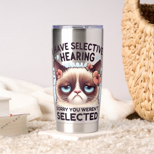 I Have Selective Hearing Funny Cat Lover Gift Thermobecher (Wohnzimmer (gedreht))