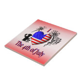 I Heart 4. Juli Niedliche US-Flag Keramik Tile Fliese (Seite)