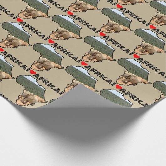 I Heart Africa Map Black Elephant Herde Geschenkpapier (Ecke)