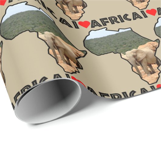 I Heart Africa Map Black Elephant Herde Geschenkpapier (Rolleneckpunkt)