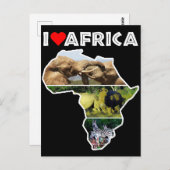I Heart Africa Wildlife Collage Postcard Postkarte (Vorne/Hinten)