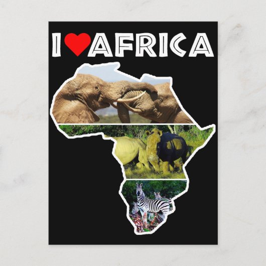 I Heart Africa Wildlife Collage Postcard Postkarte (Vorderseite)