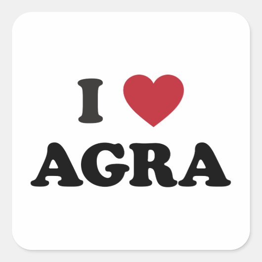 I Heart Agra India Quadratischer Aufkleber (Vorderseite)