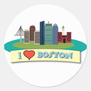 I Heart Boston Runder Aufkleber