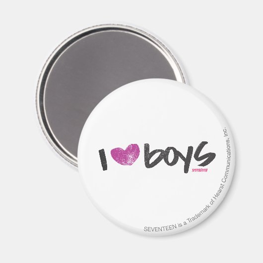 I Heart Boys Lila Magnet (Vorderseite/Rückseite)