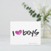 I Heart Boys Lila Postkarte (Stehend Vorderseite)