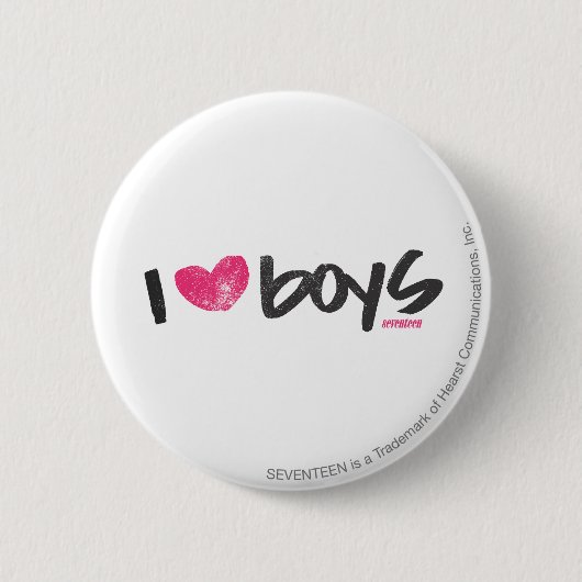 I Heart Boys Magenta Button (Vorderseite)