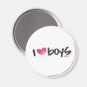 I Heart Boys Magenta Magnet (Vorderseite/Rückseite)