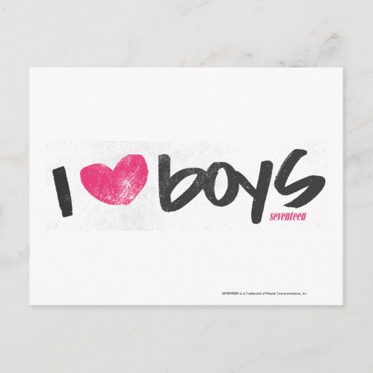 I Heart Boys Magenta Postkarte (Vorderseite)