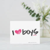 I Heart Boys Magenta Postkarte (Stehend Vorderseite)