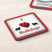 I Heart Bulldogs Square Drink Untersetzer (Linke Seite)