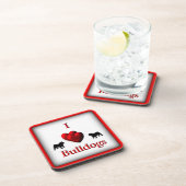 I Heart Bulldogs Square Drink Untersetzer (Rechte Seite)