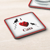 I Heart Cats Square Drink Untersetzer (Linke Seite)