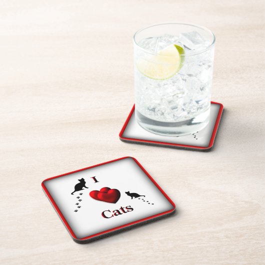 I Heart Cats Square Drink Untersetzer (Rechte Seite)