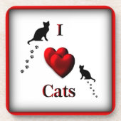 I Heart Cats Square Drink Untersetzer (Vorderseite)