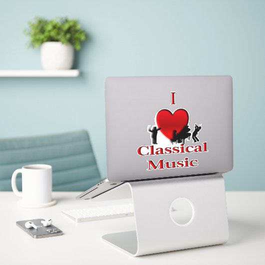 I Heart Classic Music Aufkleber (Laptop auf Schreibtisch)