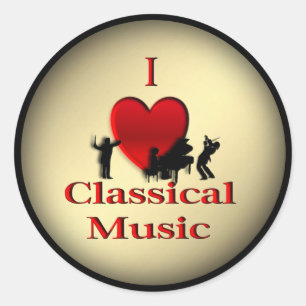 I Heart Classic Music Gold Runder Aufkleber