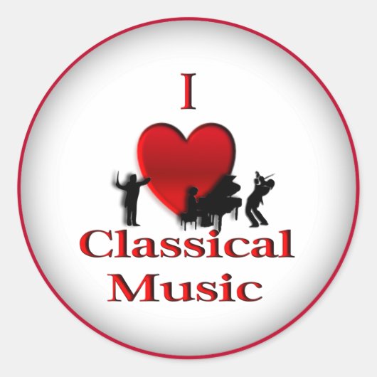 I Heart Classic Music Runder Aufkleber (Vorderseite)