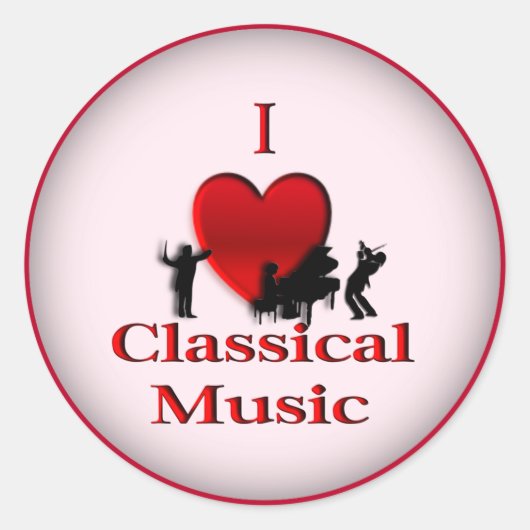 I Heart Classic Music Runder Aufkleber (Vorderseite)