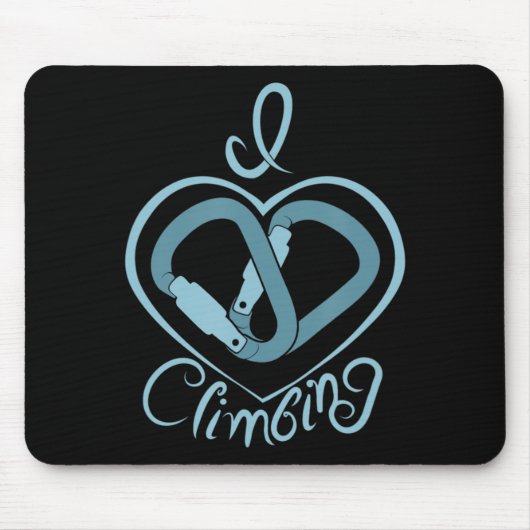 I Heart Climbing (Carabiner) Spaß Rock Klettern Mousepad (Vorne)