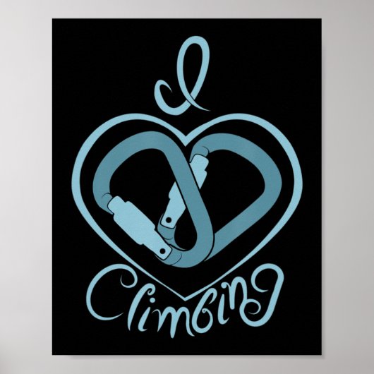 I Heart Climbing (Carabiner) Spaß Rock Klettern Poster (Vorne)