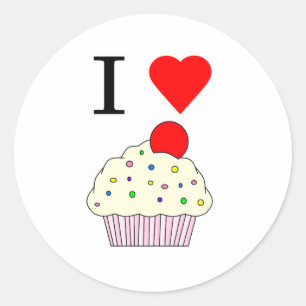 I heart Cupcakes Runder Aufkleber