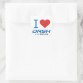 I Heart Dash Quadratischer Aufkleber (Tasche)