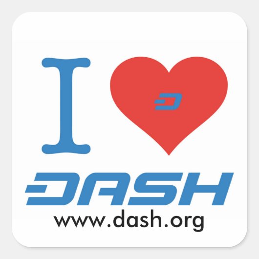 I Heart Dash Quadratischer Aufkleber (Vorderseite)