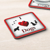 I Heart Dogs Square Drink Untersetzer (Linke Seite)