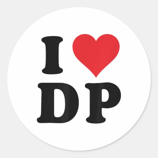I Heart DP Initials I Liebe D.p. Runder Aufkleber (Vorderseite)