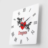I Heart Dragons Black Roman Numerals Quadratische Wanduhr (Winkel)