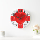 I Heart England Flag St George Patriotic Große Wanduhr (Zuhause)