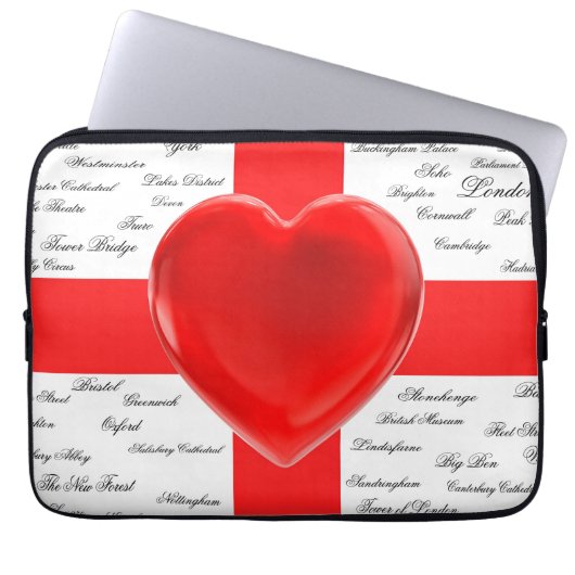 I Heart England Flag St George Patriotic Laptopschutzhülle (Vorderseite)
