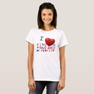 I Heart England überlagert auf Union Jack Womens T-Shirt