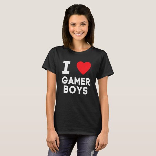 I Heart Gamer Boys I Liebe Gamer Boys T-Shirt (Vorne ganz)