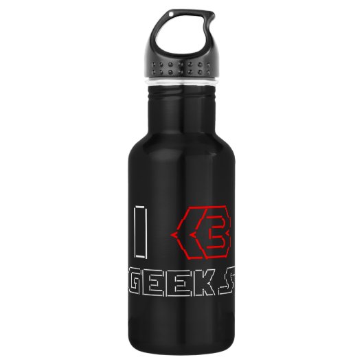I Heart Geeks ASCII ART Edelstahlflasche (Vorderseite)