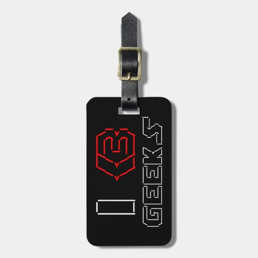 I Heart Geeks ASCII ART Gepäckanhänger (Vorderseite vertikal)