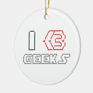 I Heart Geeks ASCII ART Keramik Ornament