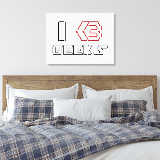 I Heart Geeks ASCII ART Leinwanddruck (Insitu (Schlafzimmer))