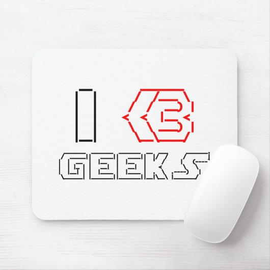 I Heart Geeks ASCII ART Mousepad (Mit Mouse)