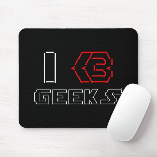 I Heart Geeks ASCII ART Mousepad (Mit Mouse)